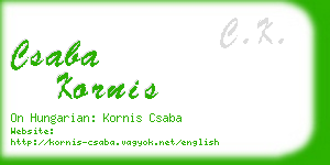 csaba kornis business card